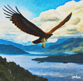 An Eagle Flying Across Lake Toba 1